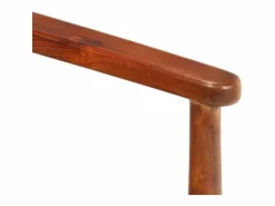 New Clicnbuy Sofá de 2 plazas madera maciza acacia y cuero auténtico Negro