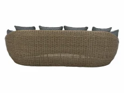 Clearance MYLIA Sofá de 3 plazas para jardín en ratán natural oscuro - WHITEHEAVEN de Color natural oscuro