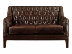 Sale LINEA SOFA Sofá de 2 plazas piel envejecida COLBERT - Color marrón Marru00f3n chocolate