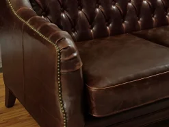 Sale LINEA SOFA Sofá de 2 plazas piel envejecida COLBERT - Color marrón Marru00f3n chocolate