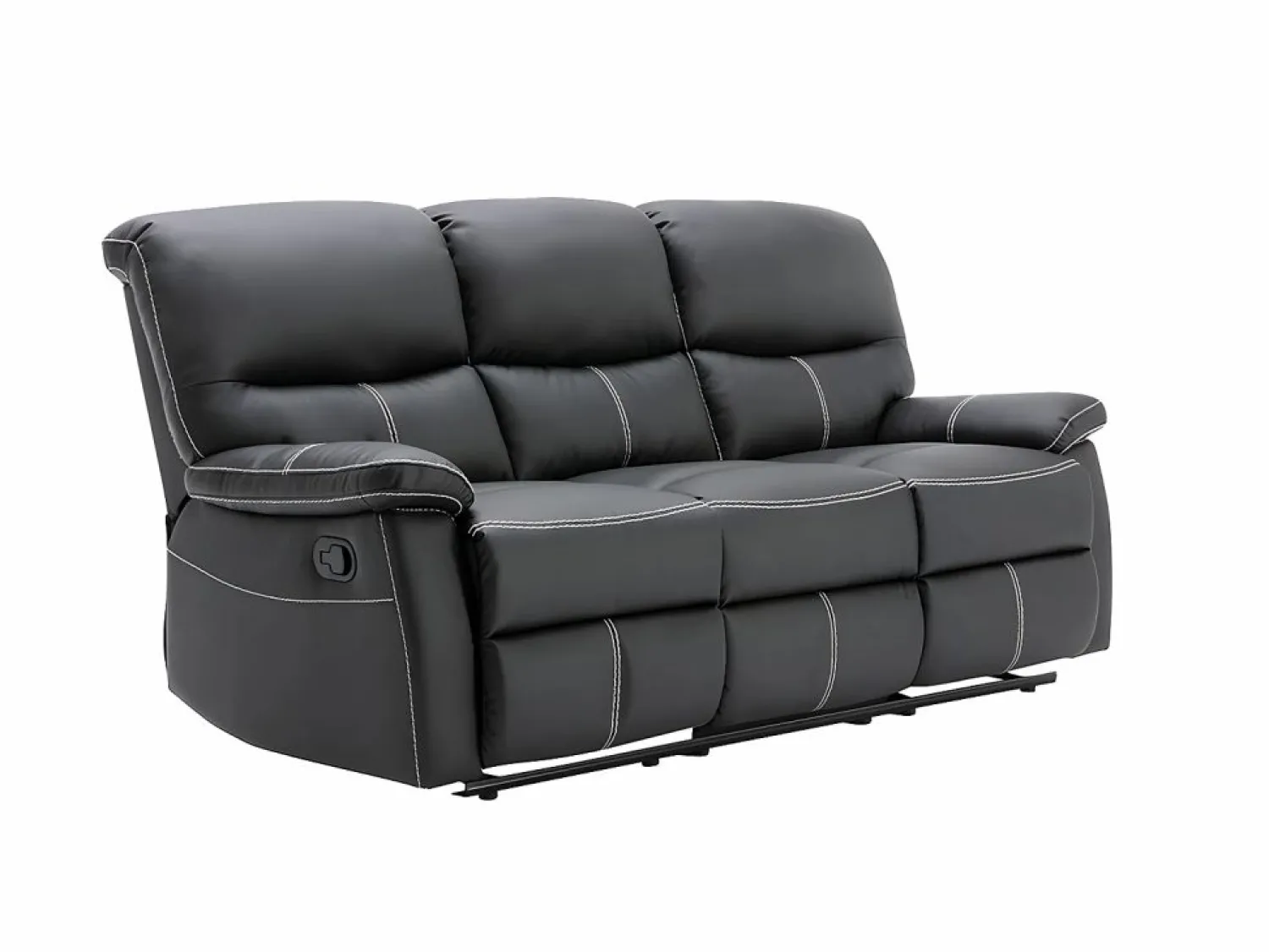 Vente-unique Sofá de 3+2 plazas relax de piel sintética negra CANBY Negro