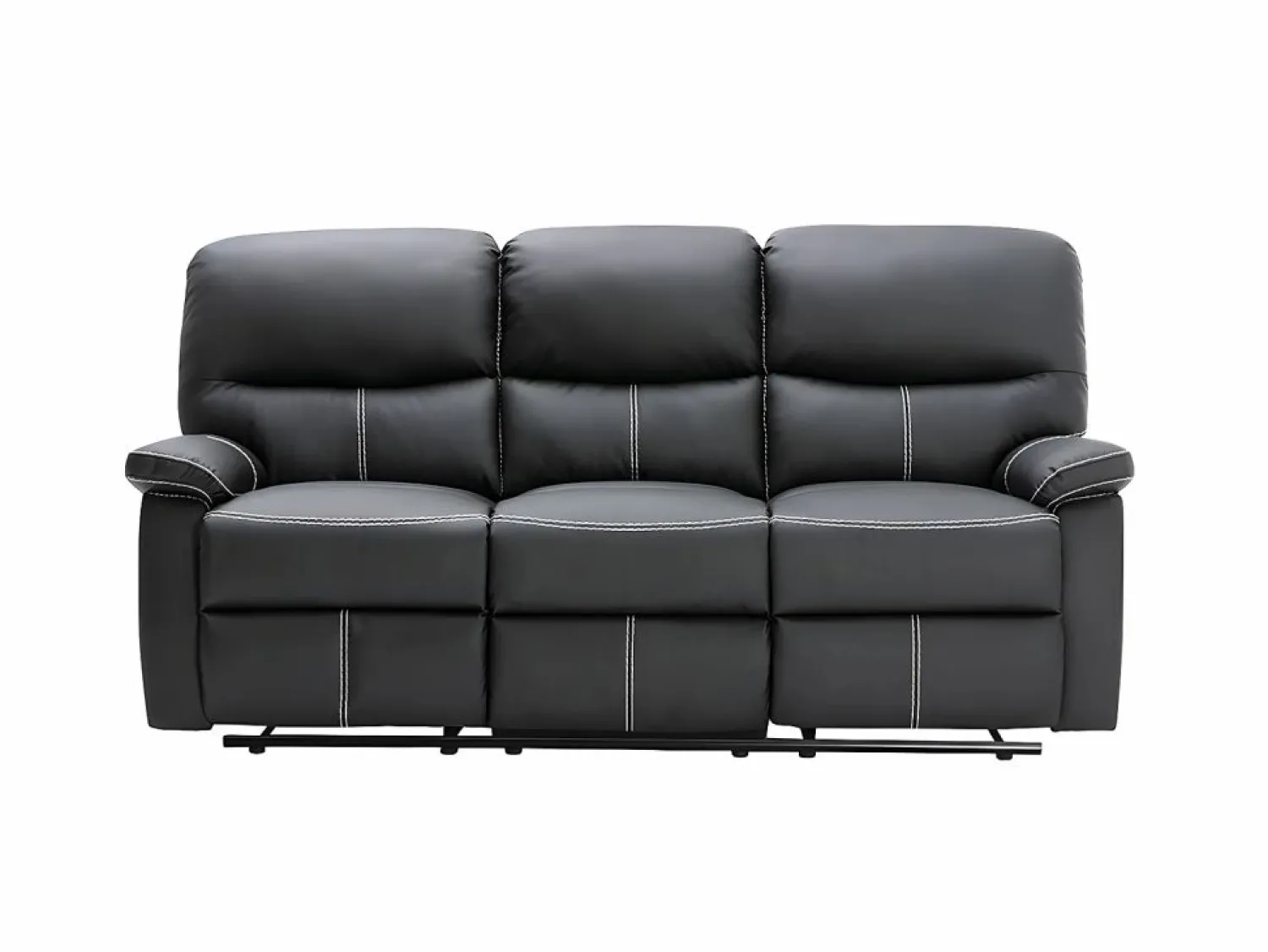 Vente-unique Sofá de 3+2 plazas relax de piel sintética negra CANBY Negro