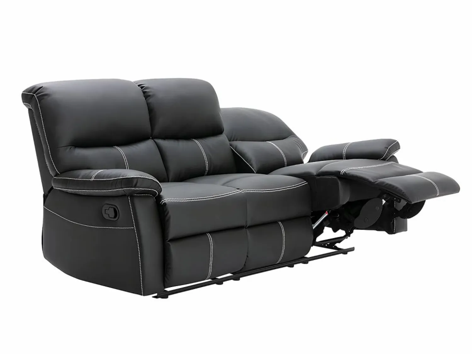 Vente-unique Sofá de 3+2 plazas relax de piel sintética negra CANBY Negro