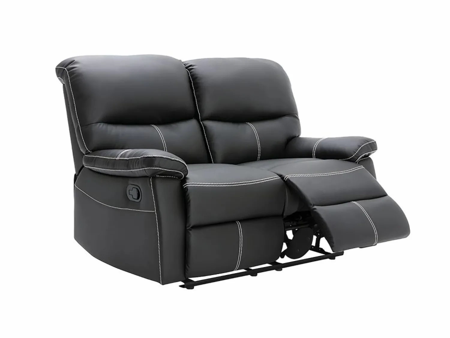 Vente-unique Sofá de 3+2 plazas relax de piel sintética negra CANBY Negro