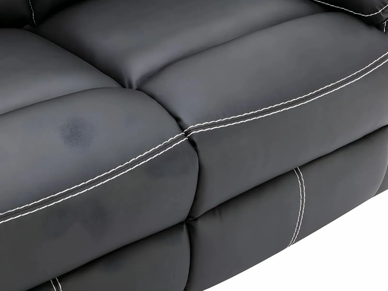 Vente-unique Sofá de 3+2 plazas relax de piel sintética negra CANBY Negro