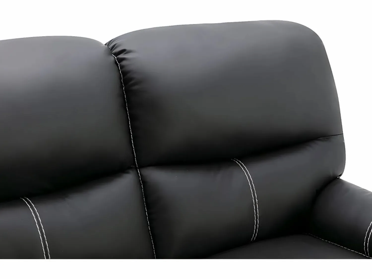 Vente-unique Sofá de 3+2 plazas relax de piel sintética negra CANBY Negro