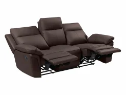 Vente-unique Sofá de 3+2 plazas relax de piel de búfalo marrón PAKITA