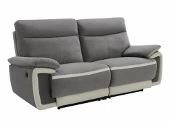 Vente-unique Sofá de 3 plazas relax eléctrico de terciopelo con bandas color crudo METTI