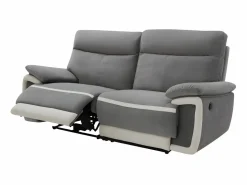 Vente-unique Sofá de 3 plazas relax eléctrico de terciopelo con bandas color crudo METTI