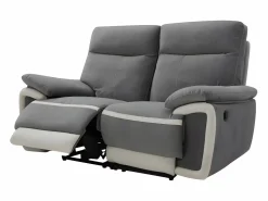 Hot Vente-unique Sofá de 2 plazas relax eléctrico de terciopelo con bandas color crudo METTI Gris