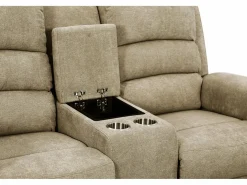 Hot Vente-unique Sofá de 2 plazas relax eléctrico de tela con tableta NEVERS Topo