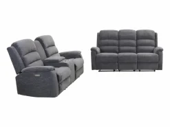 Vente-unique Sofá de 3+2 plazas relax eléctrico tela NEVERS