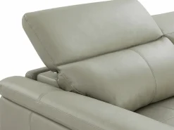 Vente-unique Sofá de 3 plazas relax eléctrico de piel de becerro con reposacabezas AZIDEE II