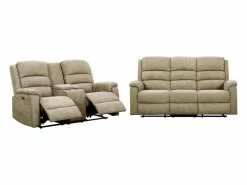 Vente-unique Sofá de 3+2 plazas relax eléctrico tela con tableta NEVERS