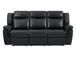 Vente-unique Sofá de 3 plazas relax eléctrico de piel con tableta bar KENNETH