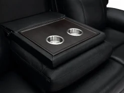 Vente-unique Sofá de 3 plazas relax eléctrico de piel con tableta bar KENNETH