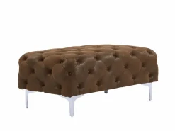 Online Vente-unique Sofá de 3 plazas, sillón y cheslón chéster de microfibra con aspecto de cuero envejecido EDWINA Marru00f3n