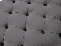 Outlet Sofá de 3 plazas, sillón y puf chéster de terciopelo antracita EDWINA Conjunto Sofá Y Sillón