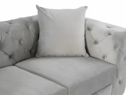 Vente-unique Sofá de 3 plazas, sillón y puf chéster de terciopelo EDWINA