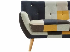 Hot Sofá de 3 plazas, sofá de 2 plazas y sillón en tejido patchwork SERTI II Conjunto Sofá Y Sillón
