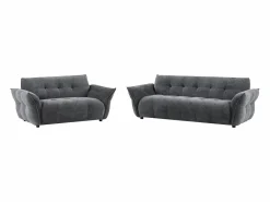 Online Vente-unique Sofá de 3 plazas y 2 plazas de tela jaspeada NAPIZO Gris antracita