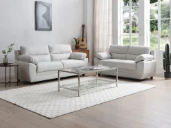 New Vente-unique Sofá de 3 plazas y 2 plazas de tela color MANOA Beige