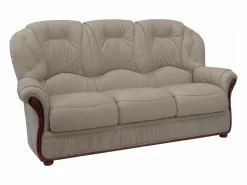 LINEA SOFA Sofá de 3 plazas y sillón 100% cuero de búfalo color taupe DAPHNE