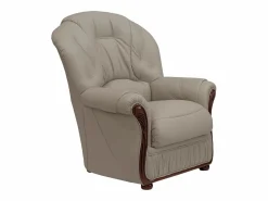 LINEA SOFA Sofá de 3 plazas y sillón 100% cuero de búfalo color taupe DAPHNE