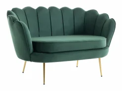 Online Vente-unique Sofá de 2 plazas y sillón con forma de concha de terciopelo DANDELION Verde pino