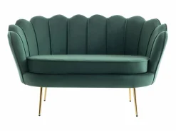 Online Vente-unique Sofá de 2 plazas y sillón con forma de concha de terciopelo DANDELION Verde pino