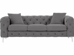 Online Sofá de 3 plazas y sillón de terciopelo antracita y patas de metal EDWINA Conjunto Sofá Y Sillón