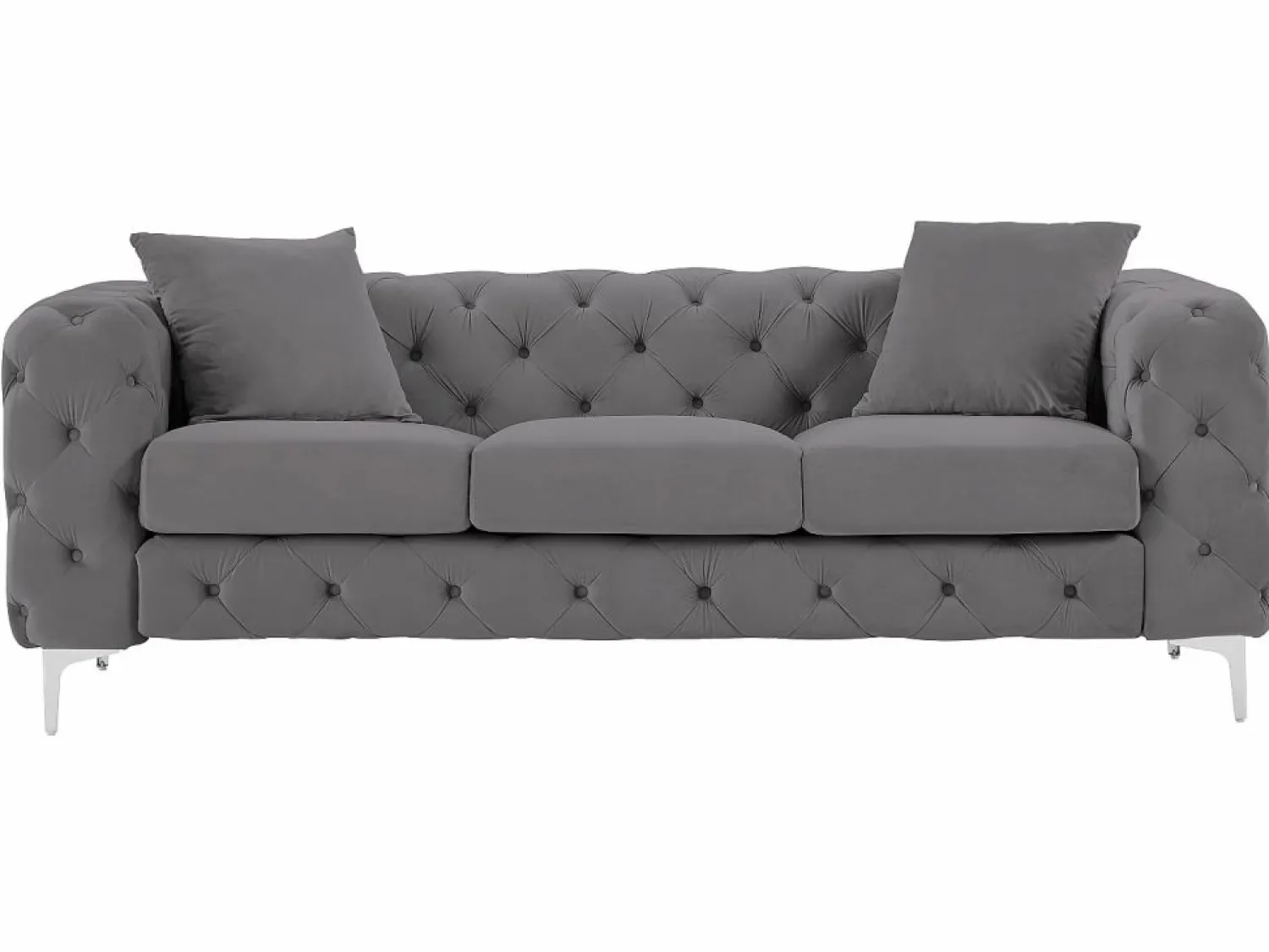 Online Sofá de 3 plazas y sillón de terciopelo antracita y patas de metal EDWINA Conjunto Sofá Y Sillón