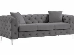 Online Sofá de 3 plazas y sillón de terciopelo antracita y patas de metal EDWINA Conjunto Sofá Y Sillón
