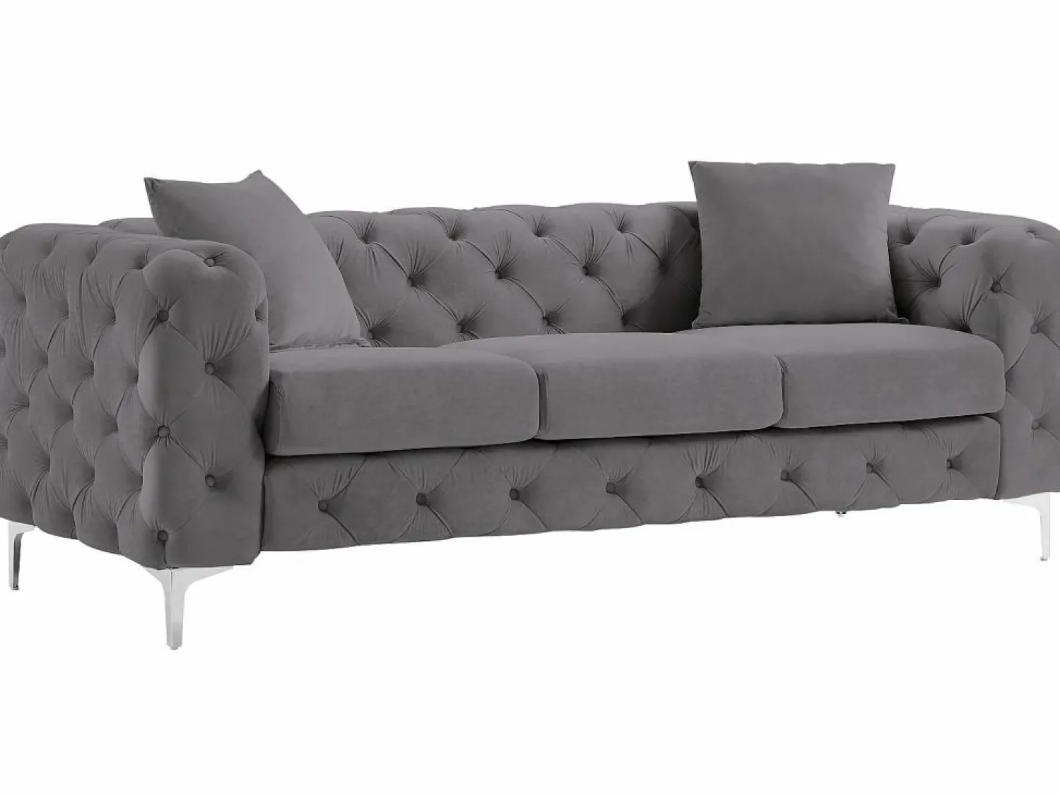 Online Sofá de 3 plazas y sillón de terciopelo antracita y patas de metal EDWINA Conjunto Sofá Y Sillón