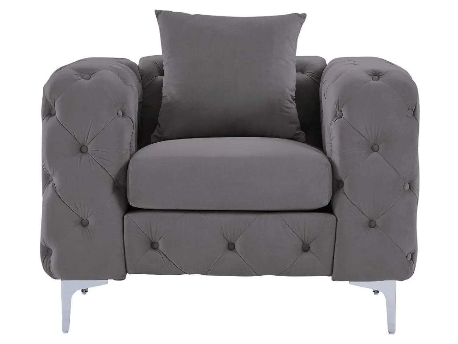 Online Sofá de 3 plazas y sillón de terciopelo antracita y patas de metal EDWINA Conjunto Sofá Y Sillón