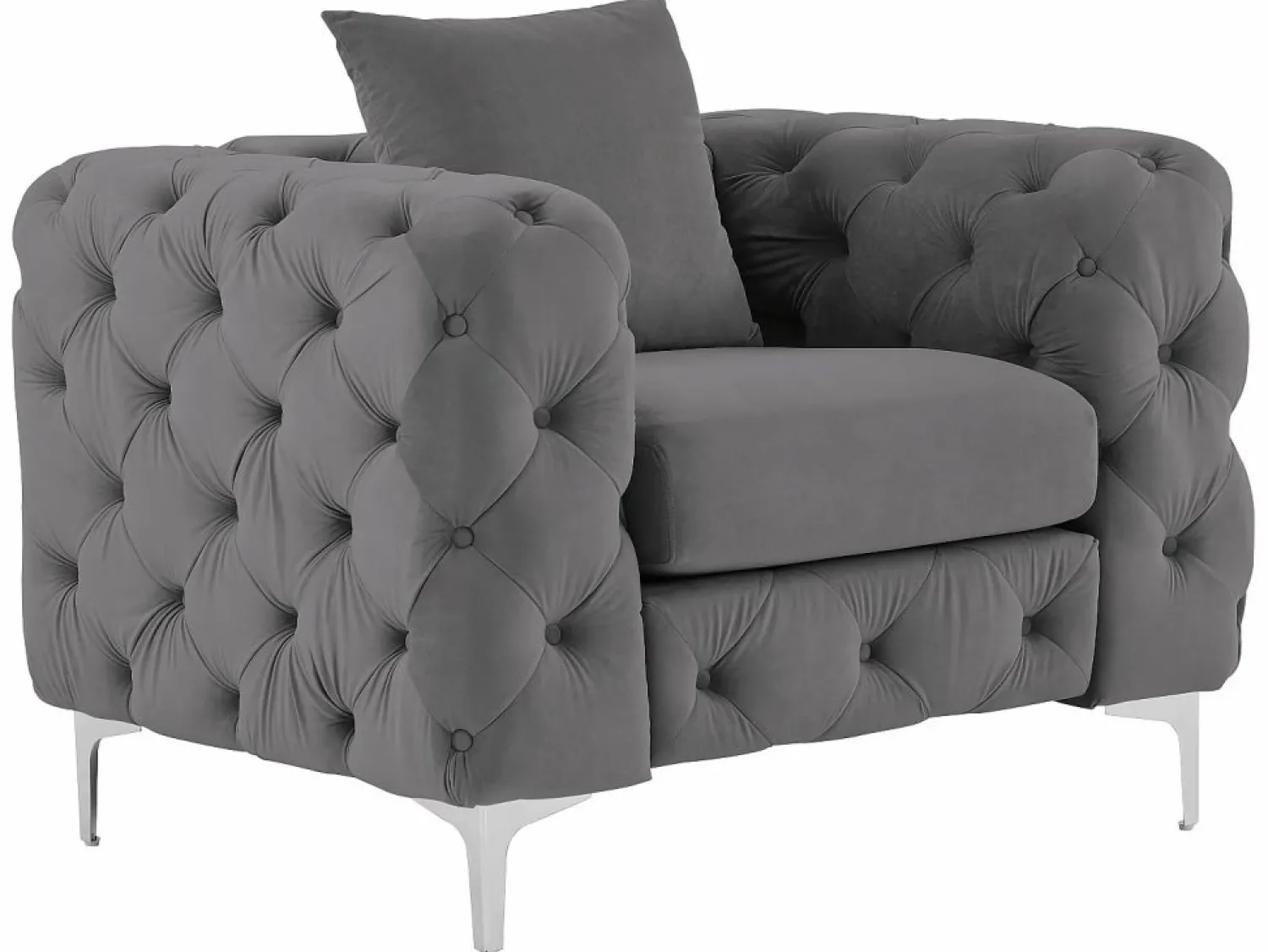 Online Sofá de 3 plazas y sillón de terciopelo antracita y patas de metal EDWINA Conjunto Sofá Y Sillón