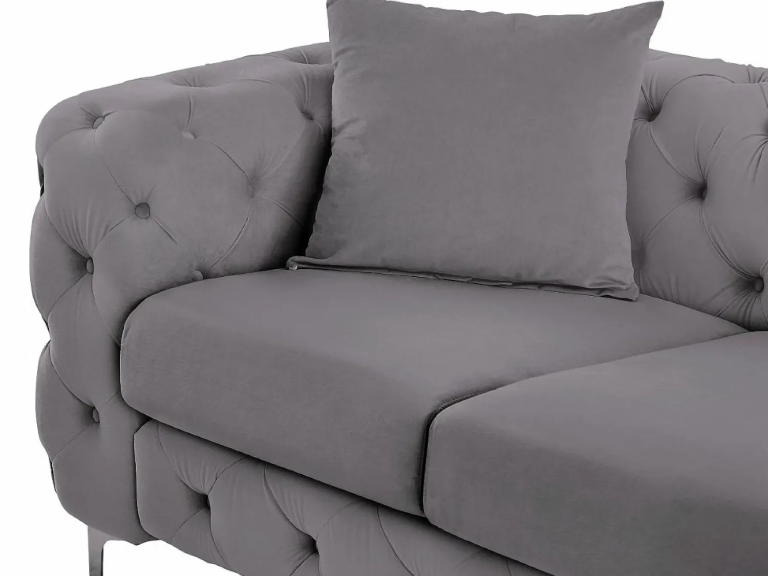 Online Sofá de 3 plazas y sillón de terciopelo antracita y patas de metal EDWINA Conjunto Sofá Y Sillón