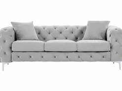 New Sofá de 3 plazas y sillón de terciopelo y patas de metal EDWINA Conjunto Sofá Y Sillón