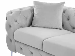 New Sofá de 3 plazas y sillón de terciopelo y patas de metal EDWINA Conjunto Sofá Y Sillón
