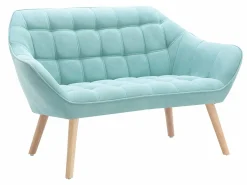 Vente-unique Sofá de 2 plazas y sillón de tela verde agua acolchado. Estilo escandinavo. CASERTA