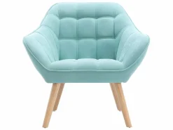 Vente-unique Sofá de 2 plazas y sillón de tela verde agua acolchado. Estilo escandinavo. CASERTA