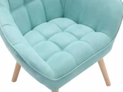 Vente-unique Sofá de 2 plazas y sillón de tela verde agua acolchado. Estilo escandinavo. CASERTA