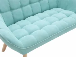 Vente-unique Sofá de 2 plazas y sillón de tela verde agua acolchado. Estilo escandinavo. CASERTA