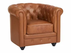Outlet Sofá de 3 plazas y sillón de piel de vaca color CHESTERFIELD Conjunto Sofá Y Sillón