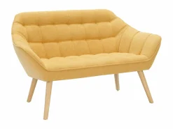 Vente-unique Sofá de 2 plazas y sillón de tela amarillo CASERTA