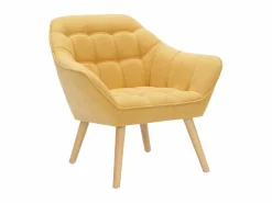 Vente-unique Sofá de 2 plazas y sillón de tela amarillo CASERTA