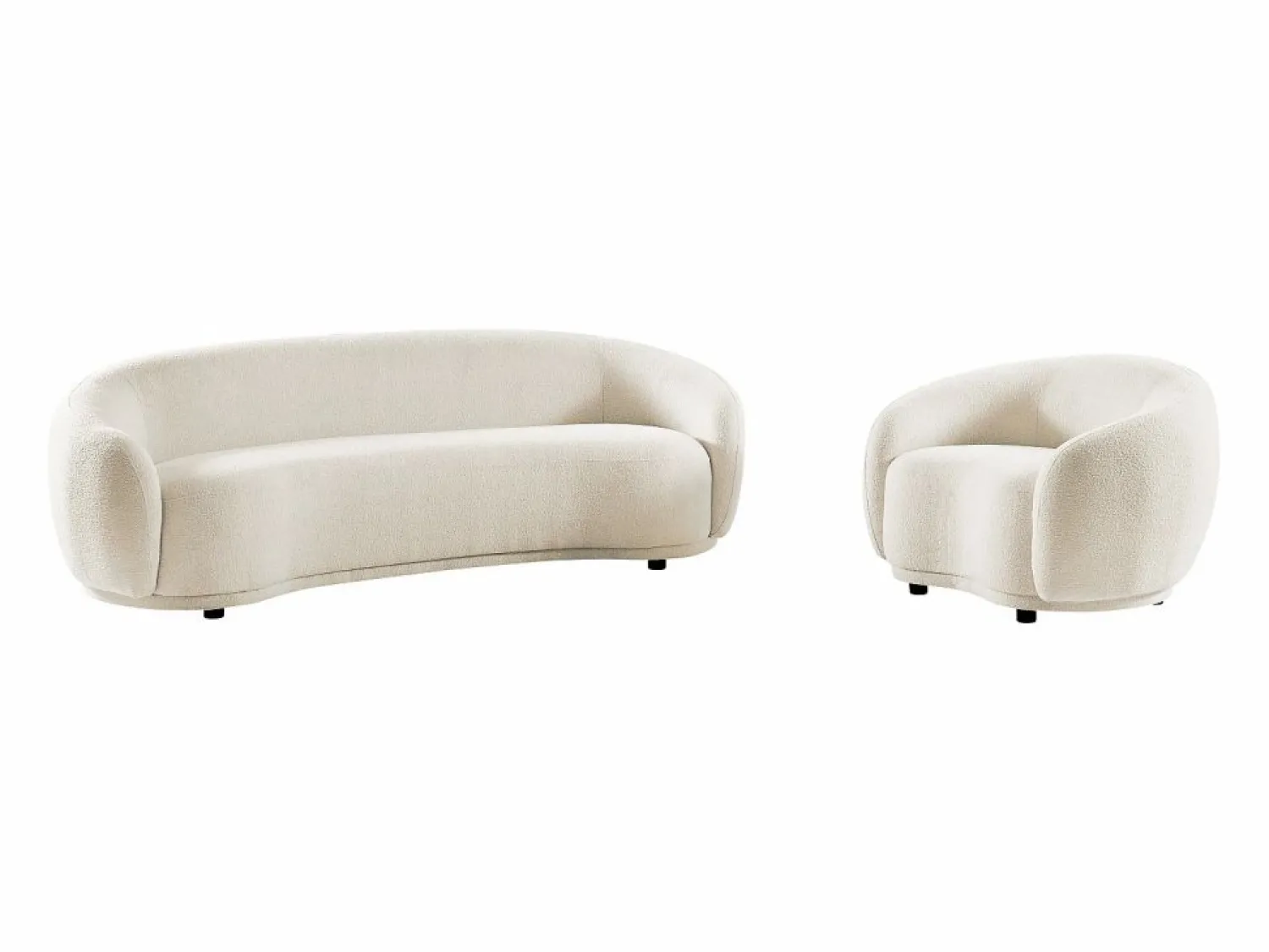 Hot Vente-unique Sofá de 3 plazas y sillón en tejido de rizo marfil BOVANA de Pascal Morabito Blanco