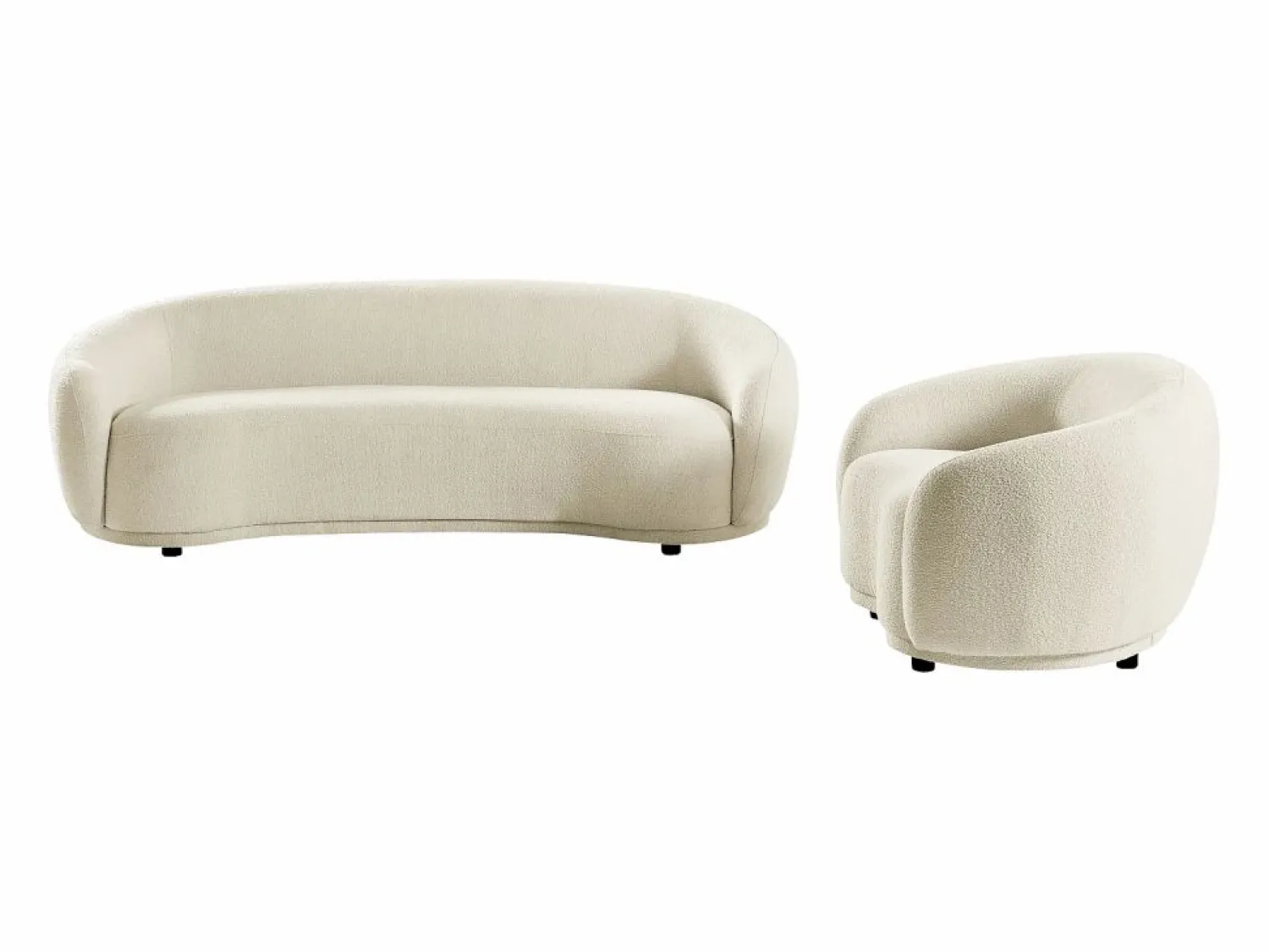 Hot Vente-unique Sofá de 3 plazas y sillón en tejido de rizo marfil BOVANA de Pascal Morabito Blanco