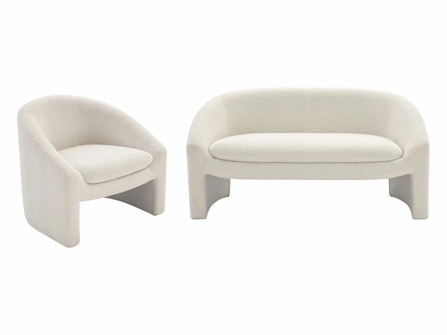 Discount Vente-unique Sofá de 2 plazas y sillón en tejido tela de rizo OSSANA Blanco