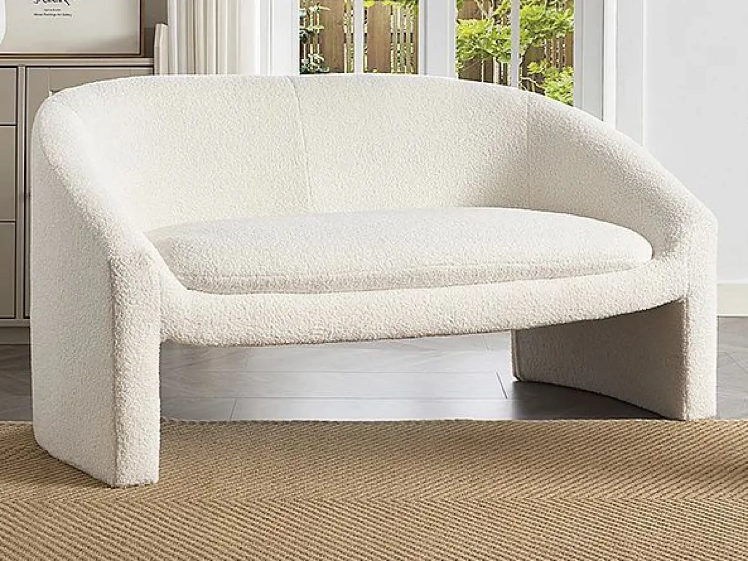 Discount Vente-unique Sofá de 2 plazas y sillón en tejido tela de rizo OSSANA Blanco